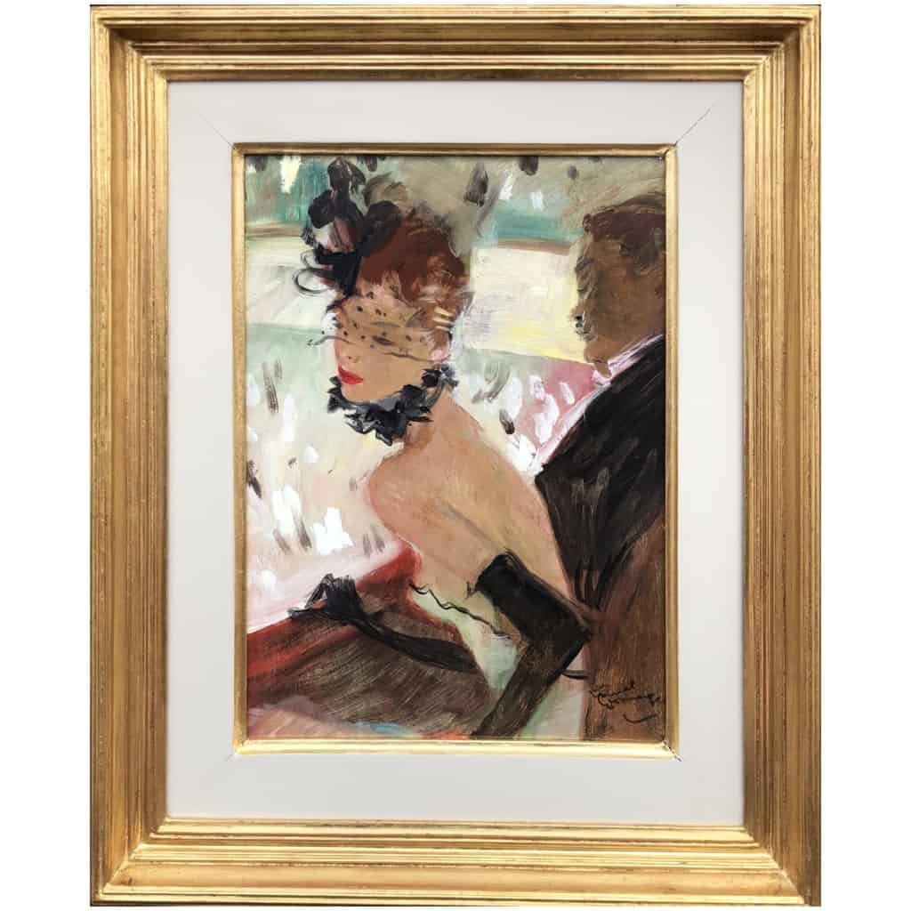 DOMERGUE Jean Gabriel French Painting 20th century The lodge Oil on panel signed Certificate 4