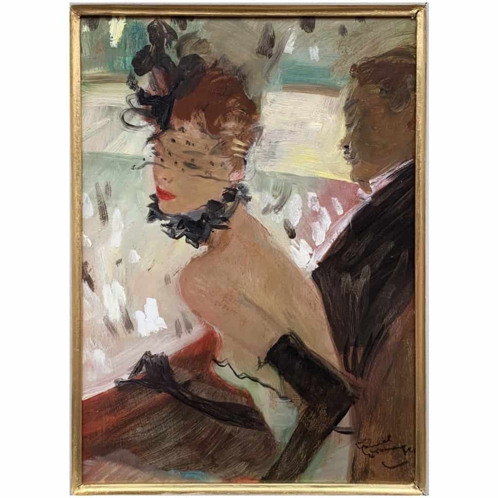 DOMERGUE Jean Gabriel French Painting 20th century The lodge Oil on panel signed Certificate 6