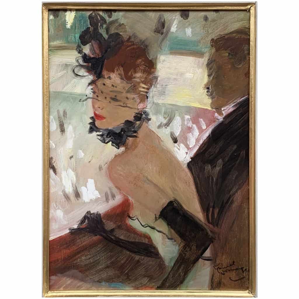 DOMERGUE Jean Gabriel Peinture Française 20è siècle La loge Huile sur panneau signée Certificat 6