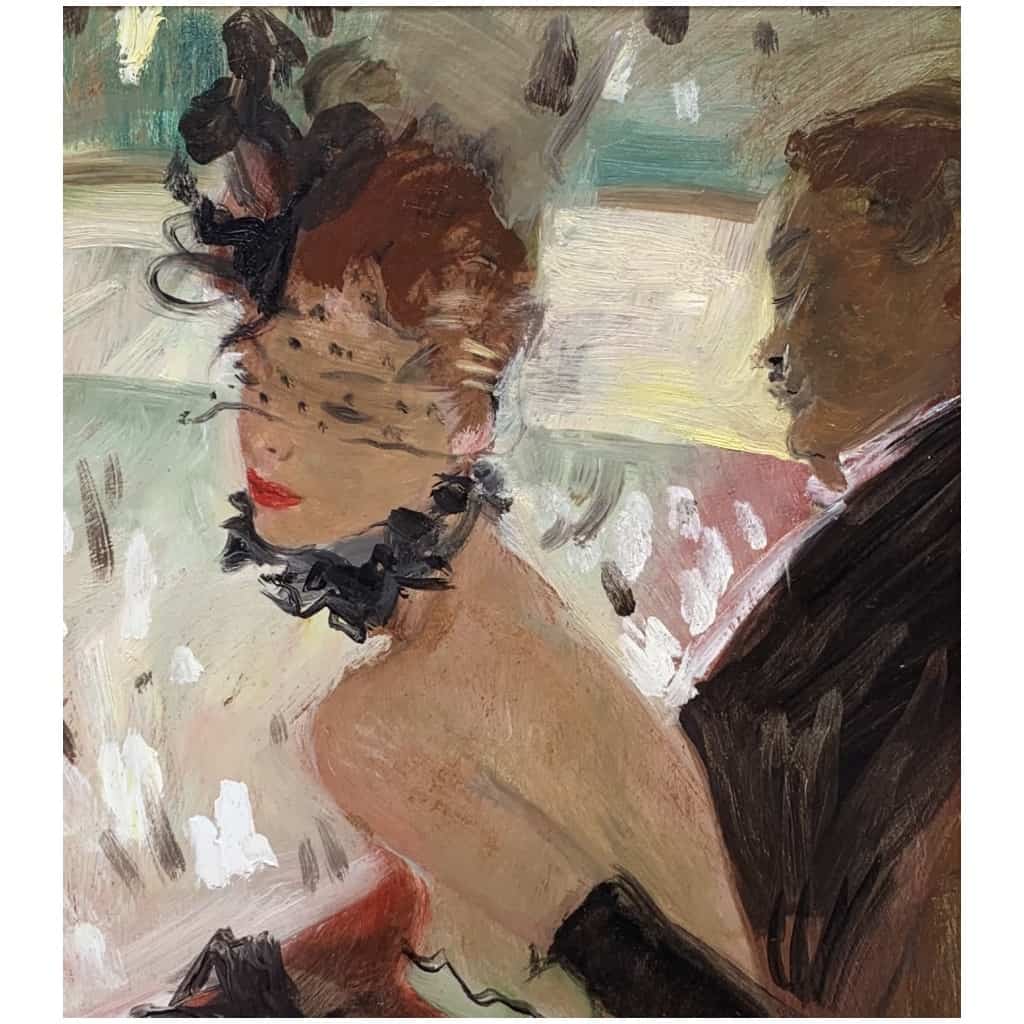 DOMERGUE Jean Gabriel Peinture Française 20è siècle La loge Huile sur panneau signée Certificat 8