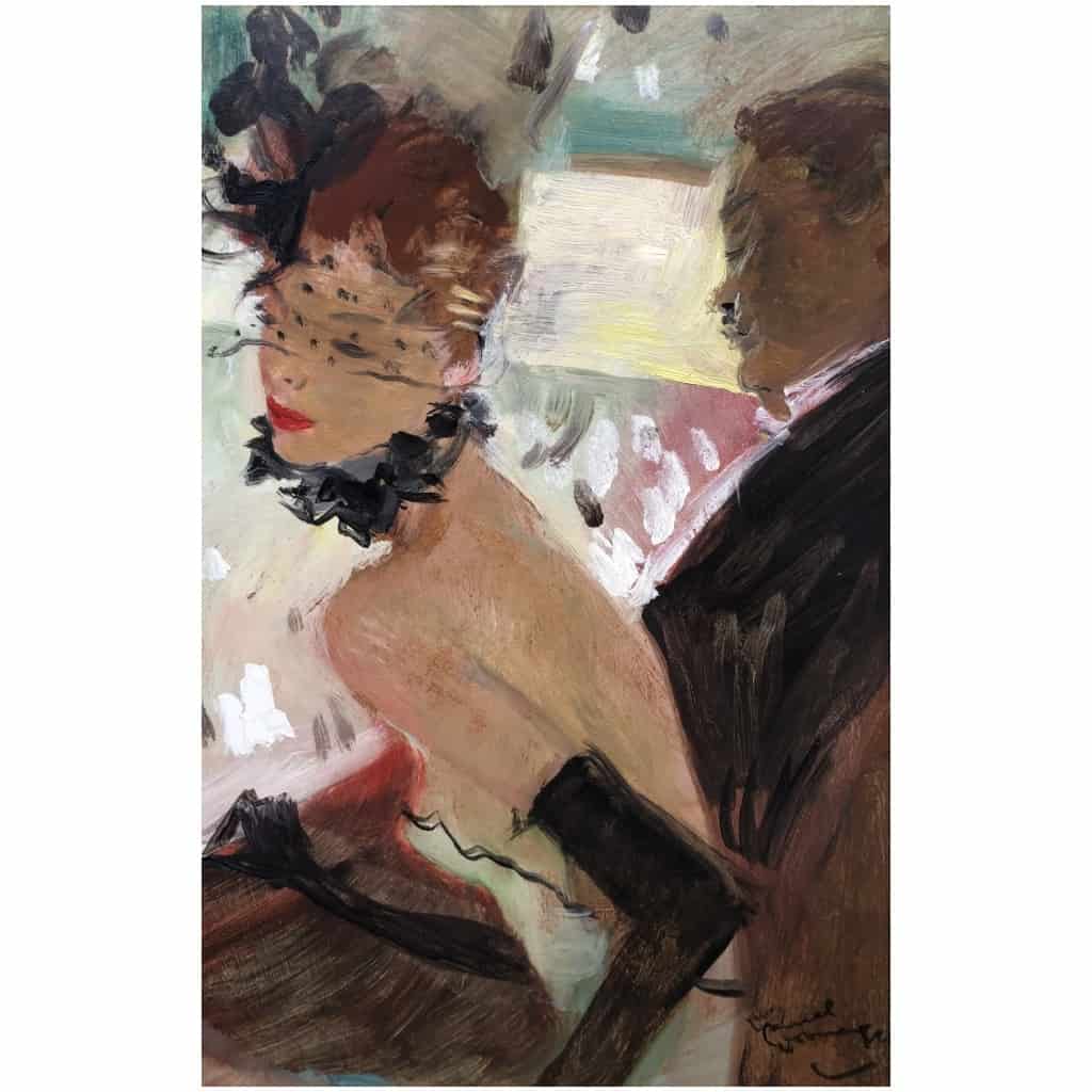 DOMERGUE Jean Gabriel French Painting 20th century The lodge Oil on panel signed Certificate 11