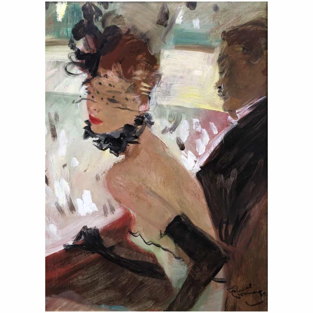 DOMERGUE Jean Gabriel French Painting 20th century The lodge Oil on panel signed Certificate 9