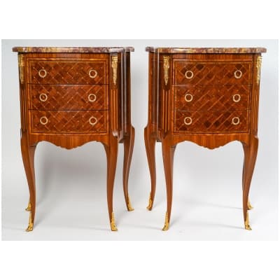 Pair of Transition style bedside tables.