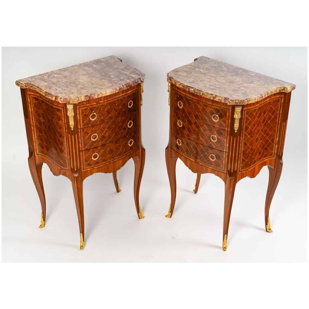 Pair of Transition style bedside tables. 5
