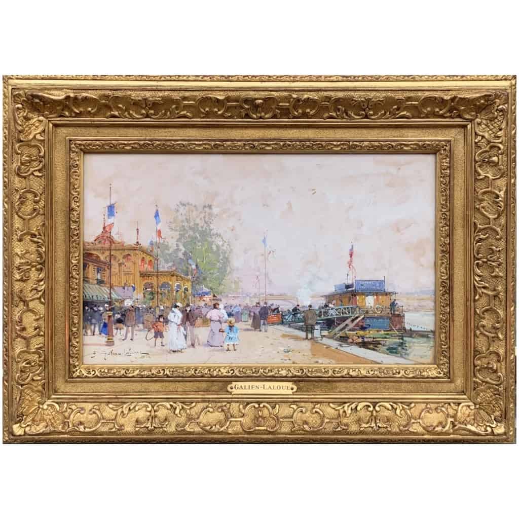 GALIEN LALOUE Eugène French Painting 20th Century Paris the French Pavilion at the Universal Exhibition of 1900 Gouache Signed Certificate 3