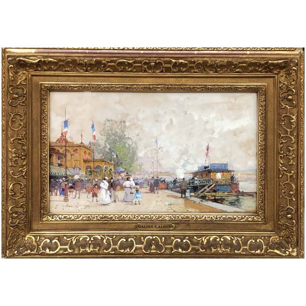 GALIEN LALOUE Eugène Peinture Française 20è siècle Paris le Pavillon Français à l’Exposition Universelle de 1900 Gouache Signée ​​​​​​​Certificat 10