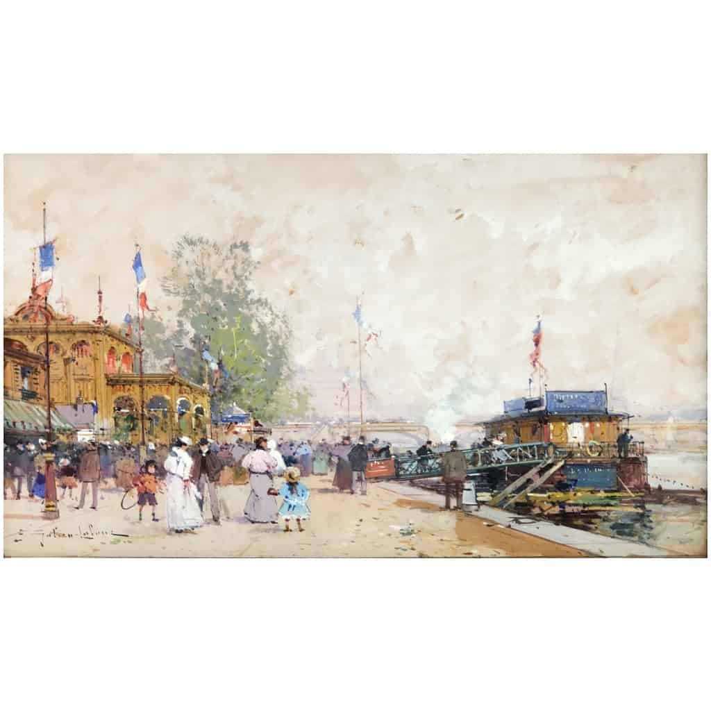 GALIEN LALOUE Eugène French Painting 20th Century Paris the French Pavilion at the Universal Exhibition of 1900 Gouache Signed Certificate 11