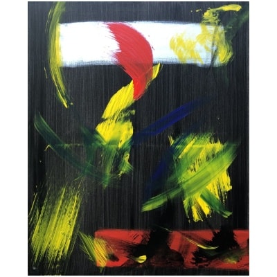 Composition Abstraite Huile Sur Toile Signée
