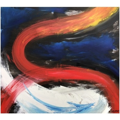 Composition Abstraite Huile Sur Toile Signée
