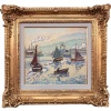 Henri Liénard de SAINT-DELIS The entrance to the port of Honfleur Oil on panel signed Certificate 14