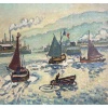 Henri Liénard de SAINT-DELIS The entrance to the port of Honfleur Oil on panel signed Certificate 16