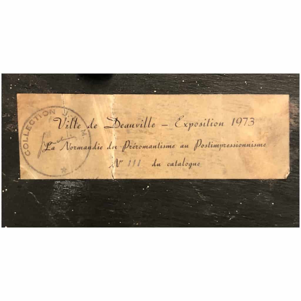 Henri Liénard de SAINT-DELIS The entrance to the port of Honfleur Oil on panel signed Certificate 8