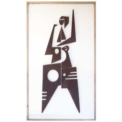 Panneau décoratif intitulé « Sacha » en métal corten, Travail contemporain