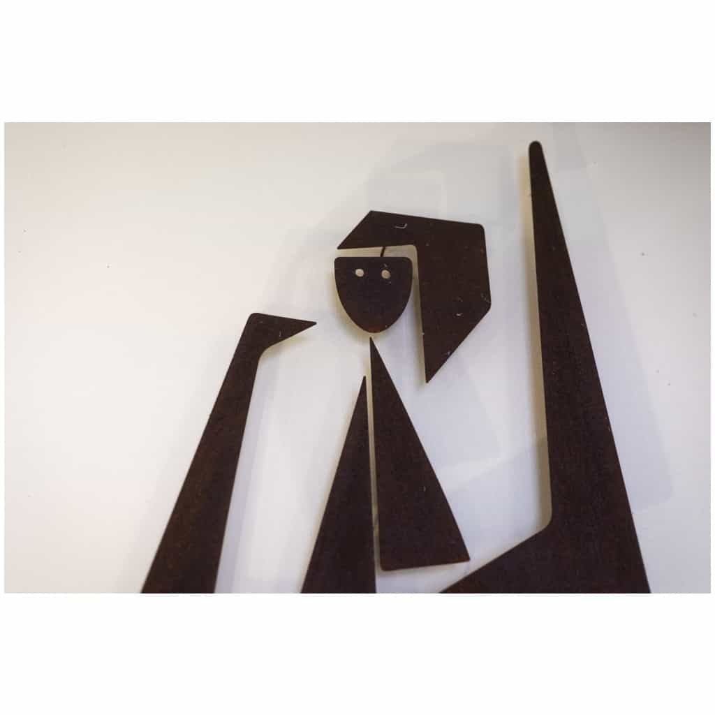 Panneau décoratif intitulé « Sacha » en métal corten, Travail contemporain 4