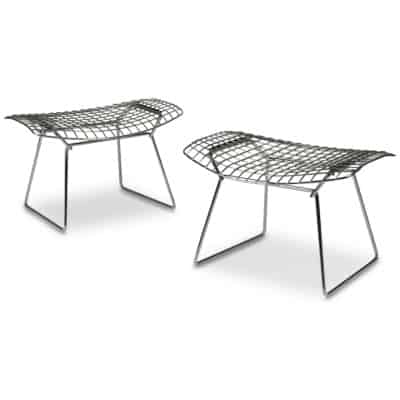 Harry Bertoïa pour Knoll, Paire de tabourets en métal chromé, années 1970 3