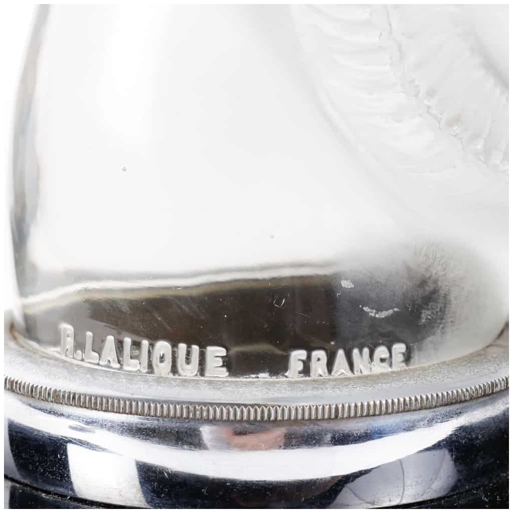1928 René Lalique - Pair Of Car Mascot Bookends Head Of Belier Glass 7