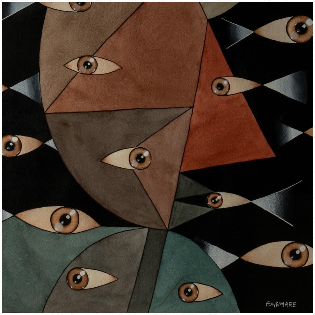 Gouache, ou technique mixte, années 1980 5