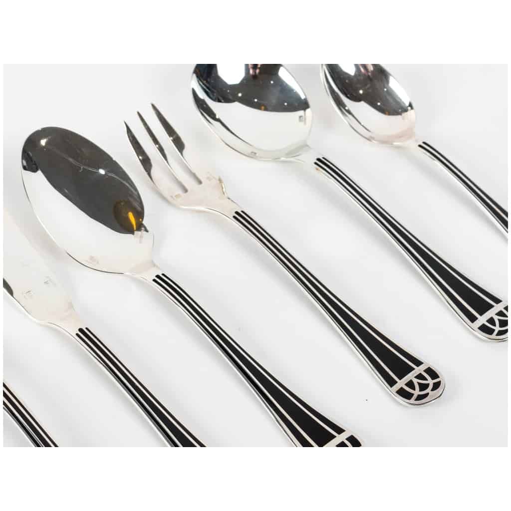 Christofle – Talisman Cutlery Set Silver Metal Black Chinese Lacquer – 192 Pieces 5
