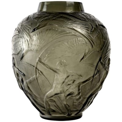 1921 René Lalique – Vase Archers Verre Gris Topaze Fumé 3