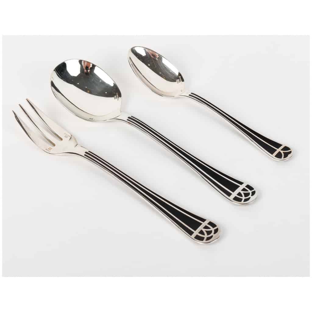 Christofle – Talisman Cutlery Set Silver Metal Black Chinese Lacquer – 192 Pieces 20