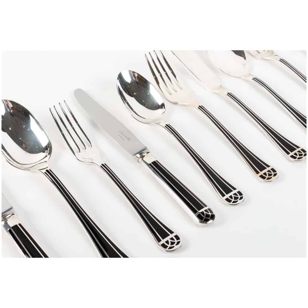 Christofle – Talisman Cutlery Set Silver Metal Black Chinese Lacquer – 192 Pieces 6