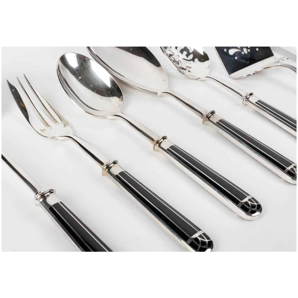 Christofle – Talisman Cutlery Set Silver Metal Black Chinese Lacquer – 192 Pieces 26