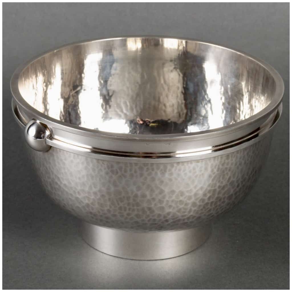 Jean Despres – Modernist Art Deco Cup Hammered Silver Metal And Spheres 3