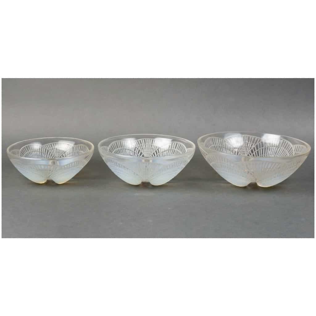 1924 René Lalique – Suite Of Three Opalescent Glass Shell Bowls 3