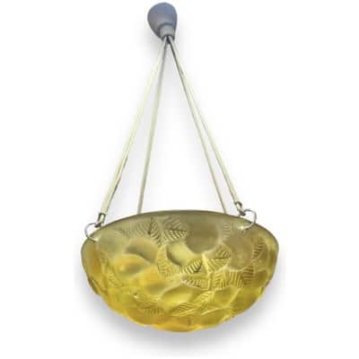 1929 René Lalique – Suspension Ceiling Chandelier Lausanne Amber Yellow Glass
