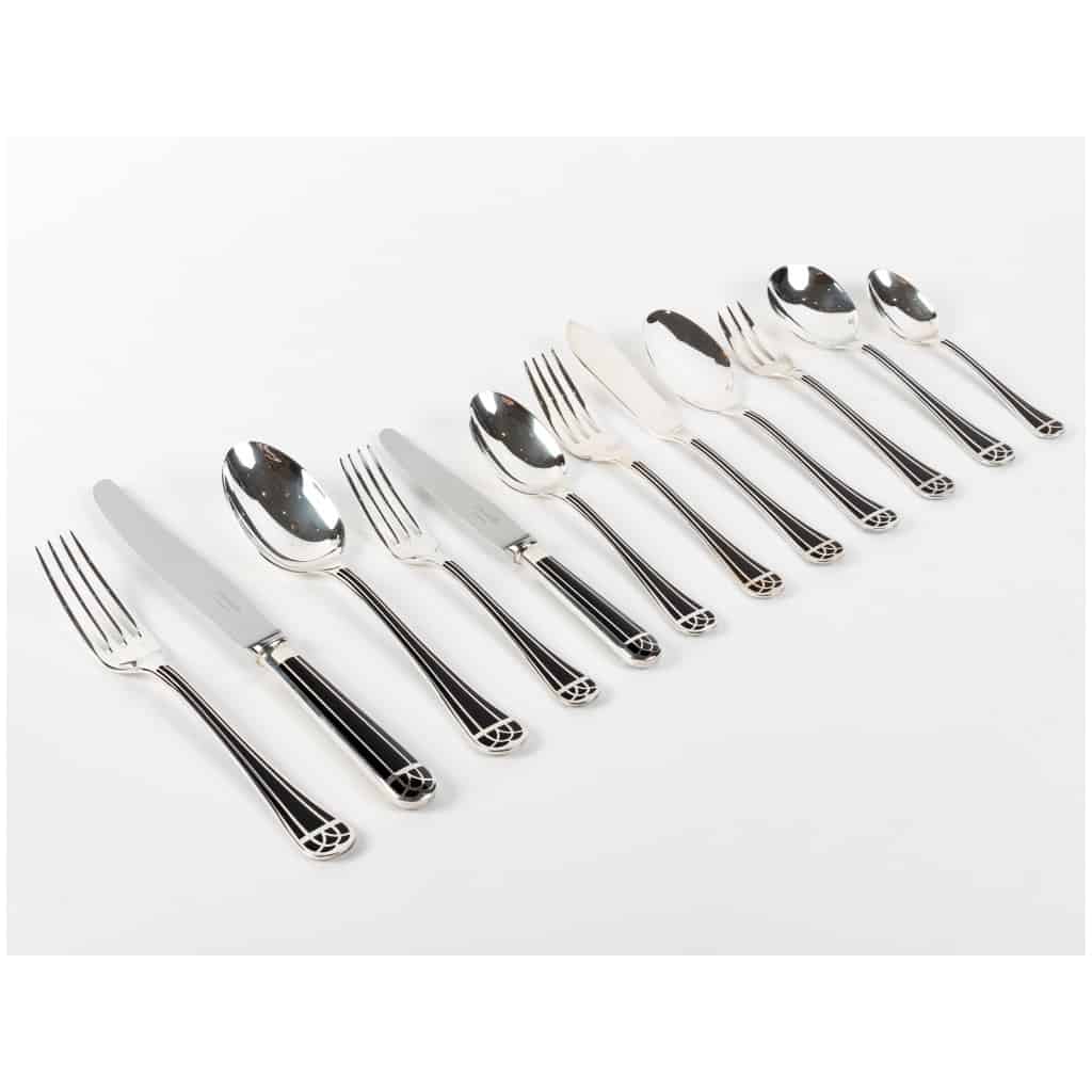 Christofle – Talisman Cutlery Set Silver Metal Black Chinese Lacquer – 192 Pieces 3