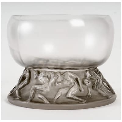 1914 René Lalique – Vase Lutteurs Verre Blanc Patiné Gris
