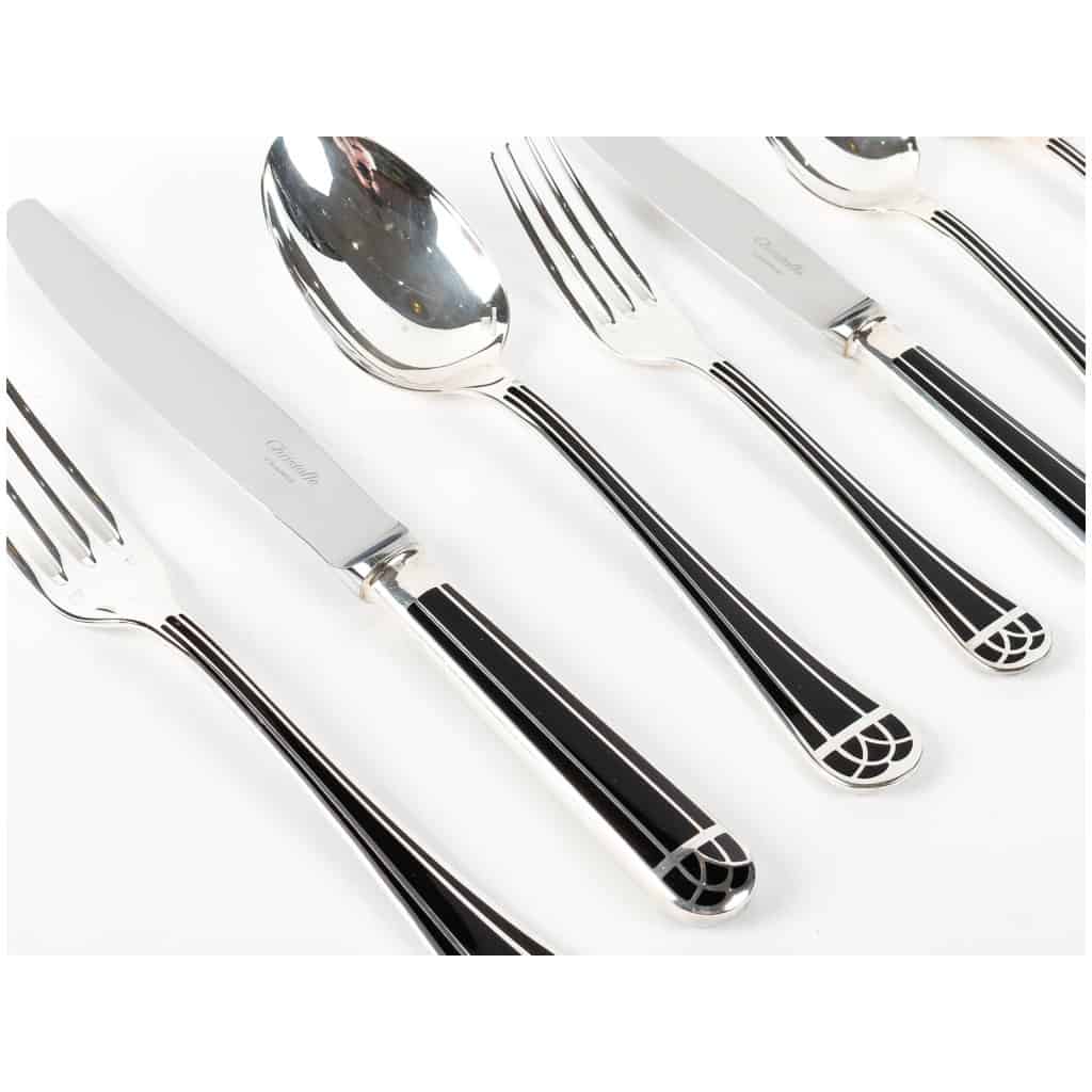 Christofle – Talisman Cutlery Set Silver Metal Black Chinese Lacquer – 192 Pieces 4