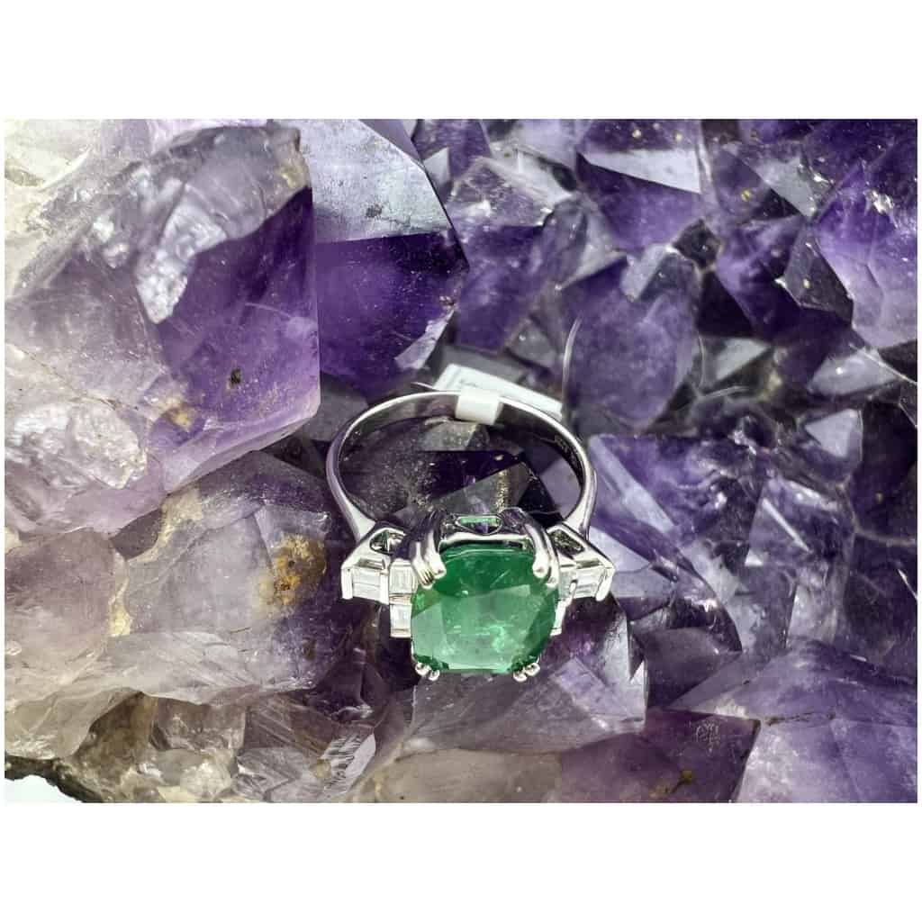 18 Carat White Gold Engagement Ring, 2.74 Carat Emerald And Diamonds 6