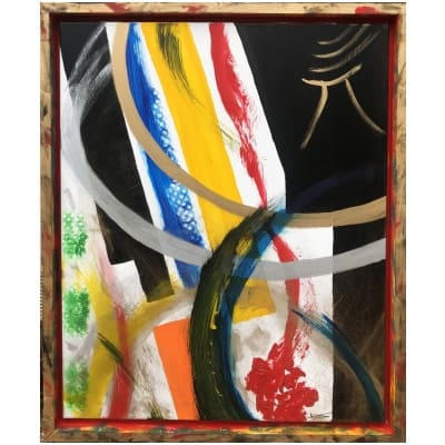 Composition Abstraite Huile Sur Toile Signée