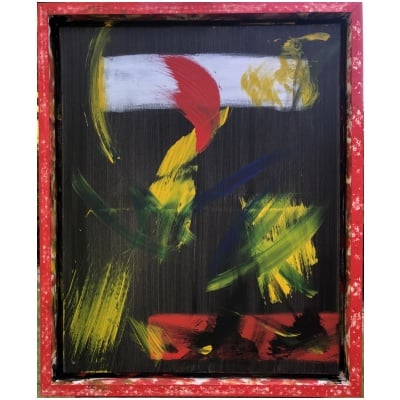 Composition Abstraite Huile Sur Toile Signée