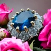 Bague En Or 18 Carat Sertie d’Un Saphir Entouré De Brillants Modele Pompadour 13