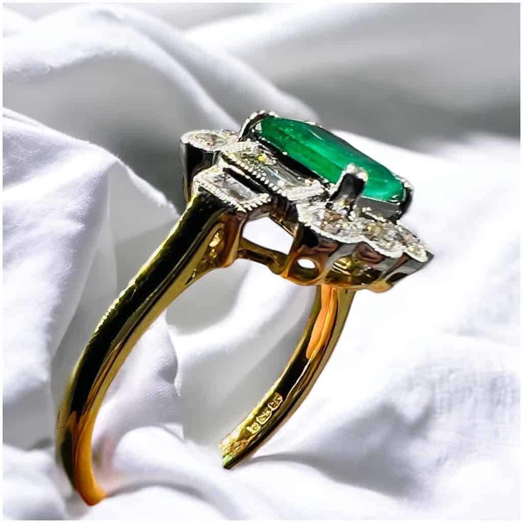 Engagement Ring Yellow Gold 18 Carat Emerald And Diamonds 6