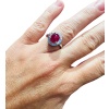 Bague En Or 18 Carat Sertie d’Un Cabochon De Rubis Entouré De Diamants 13