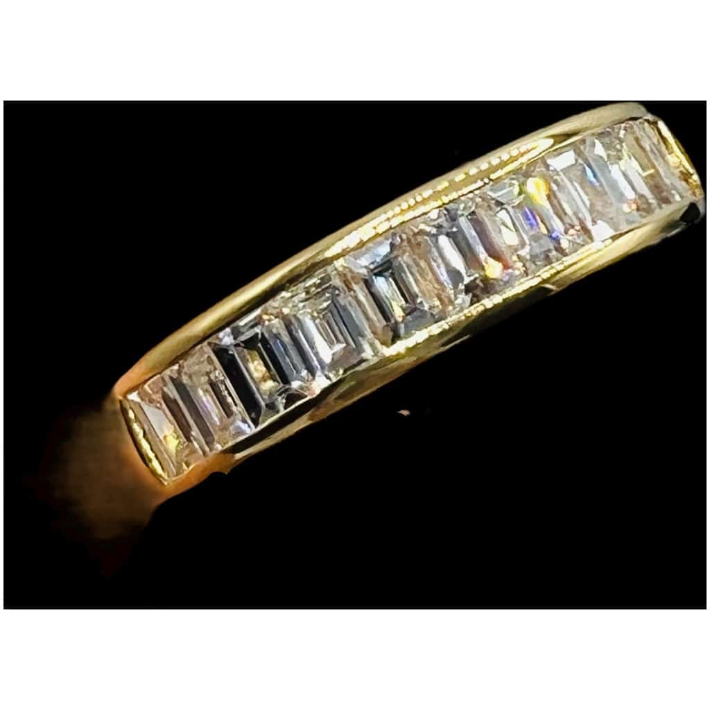 18 Carat Yellow Gold Half-Wedding Ring, Set with Baguette-Cut Diamonds 3