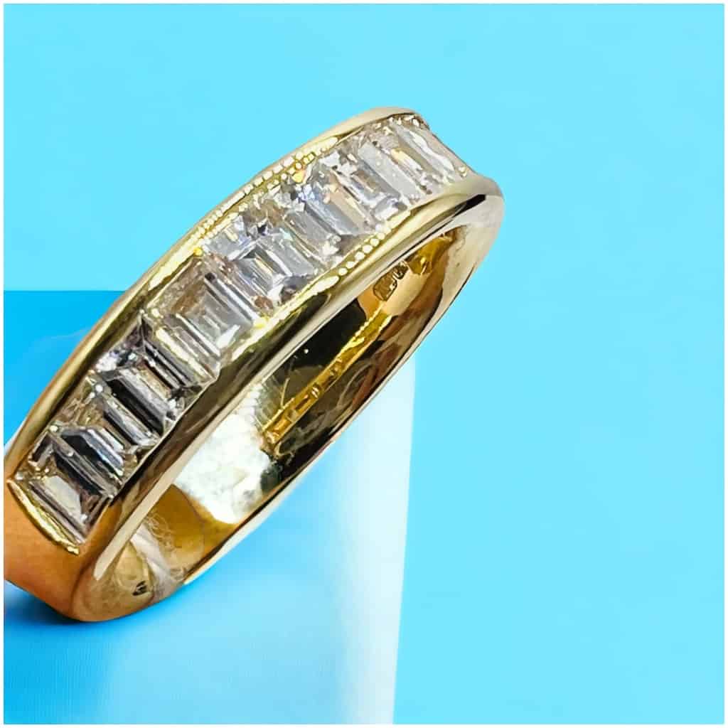 Demi-alliance Or Jaune 18 Carat, Sertie Diamants Taille Baguette 5