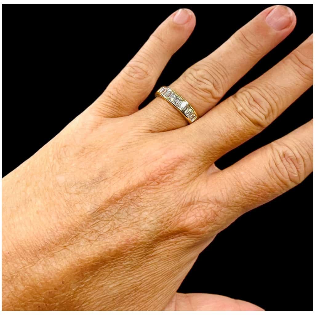 Demi-alliance Or Jaune 18 Carat, Sertie Diamants Taille Baguette 6