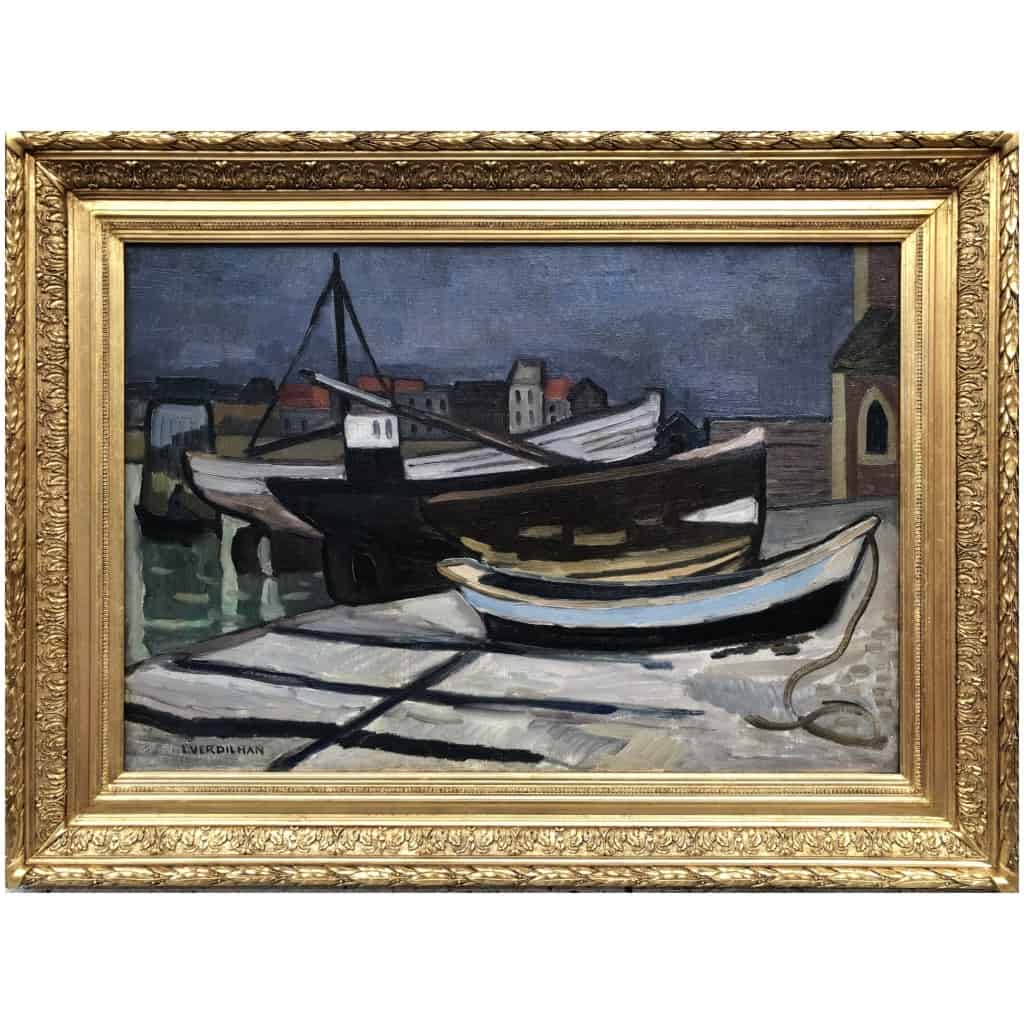 VERDILHAN Louis Mathieu Tableau provençal Vue du port de Cassis Huile sur toile signée Certificat. 3