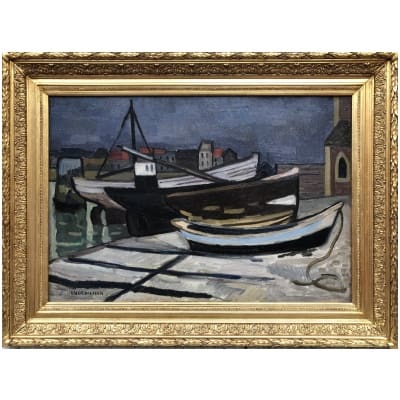 VERDILHAN Louis Mathieu Tableau provençal Vue du port de Cassis Huile sur toile signée Certificat.