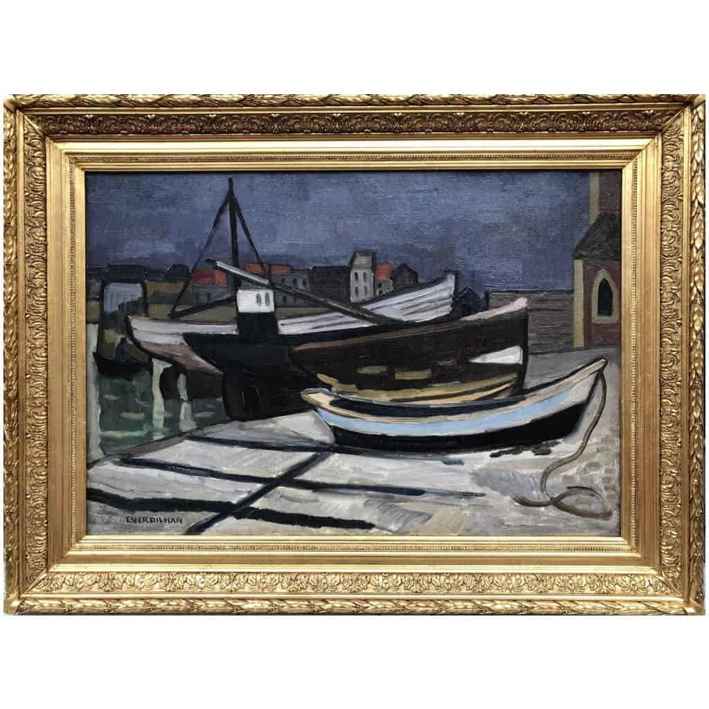 VERDILHAN Louis Mathieu Provençal painting View of the port of Cassis Oil on canvas signed Certificate. 5
