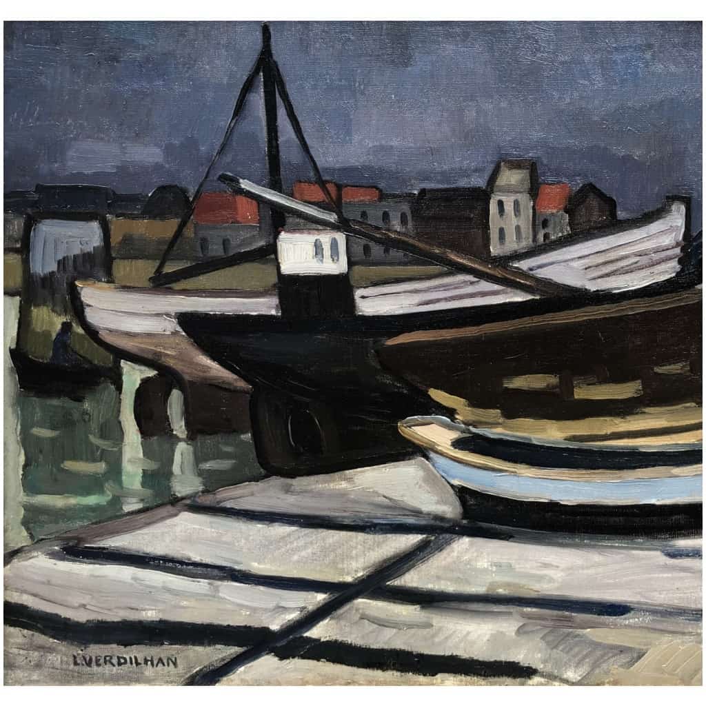 VERDILHAN Louis Mathieu Provençal painting View of the port of Cassis Oil on canvas signed Certificate. 8