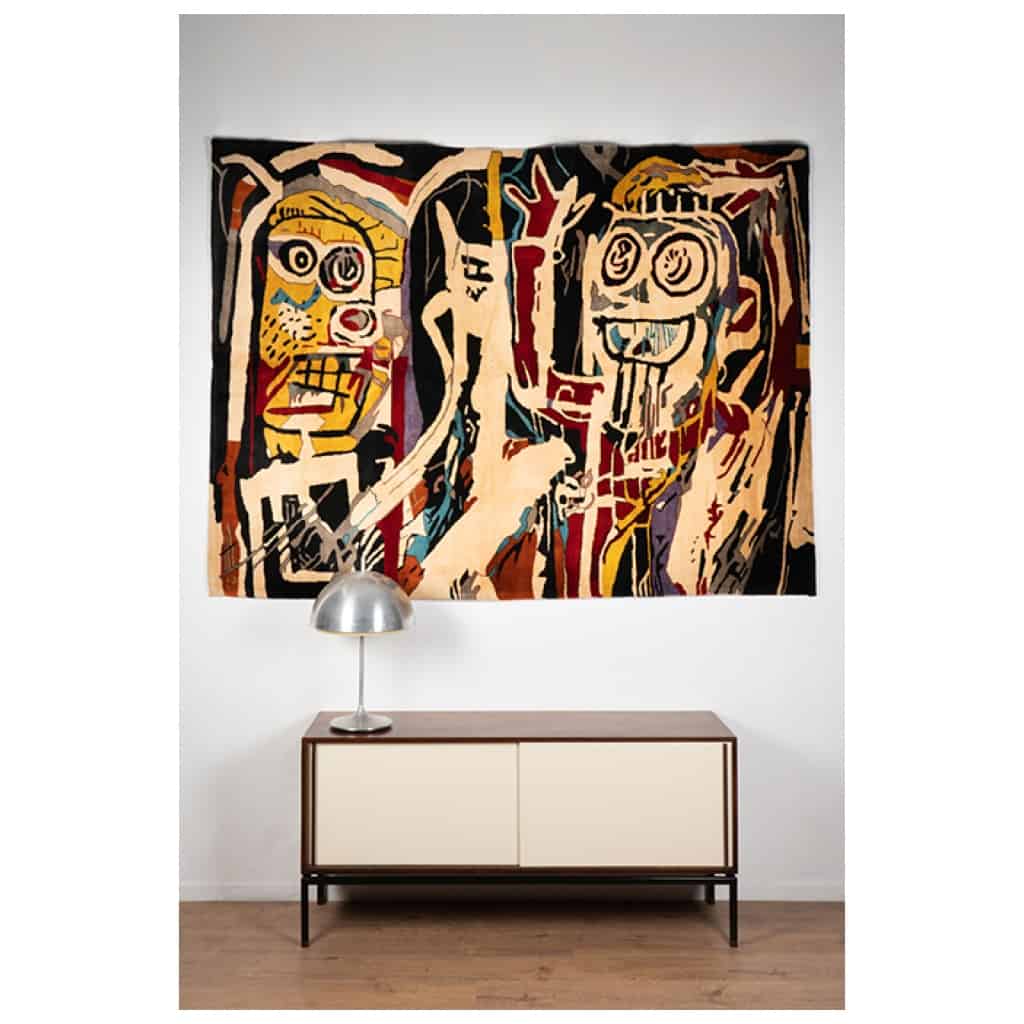 According to Jean Michel Basquiat Carpet or tapestry Hockheads Contemporary work Les Puces de Paris Saint Ouen