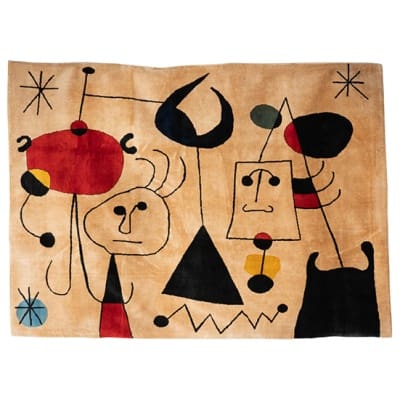 Rug, or tapestry, inspired by Joan Miro. Contemporary work.