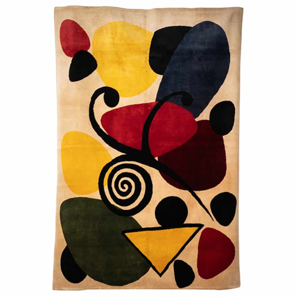 According to Alexandre Calder. Abstract woolen rug or tapestry. Contemporary work. 4