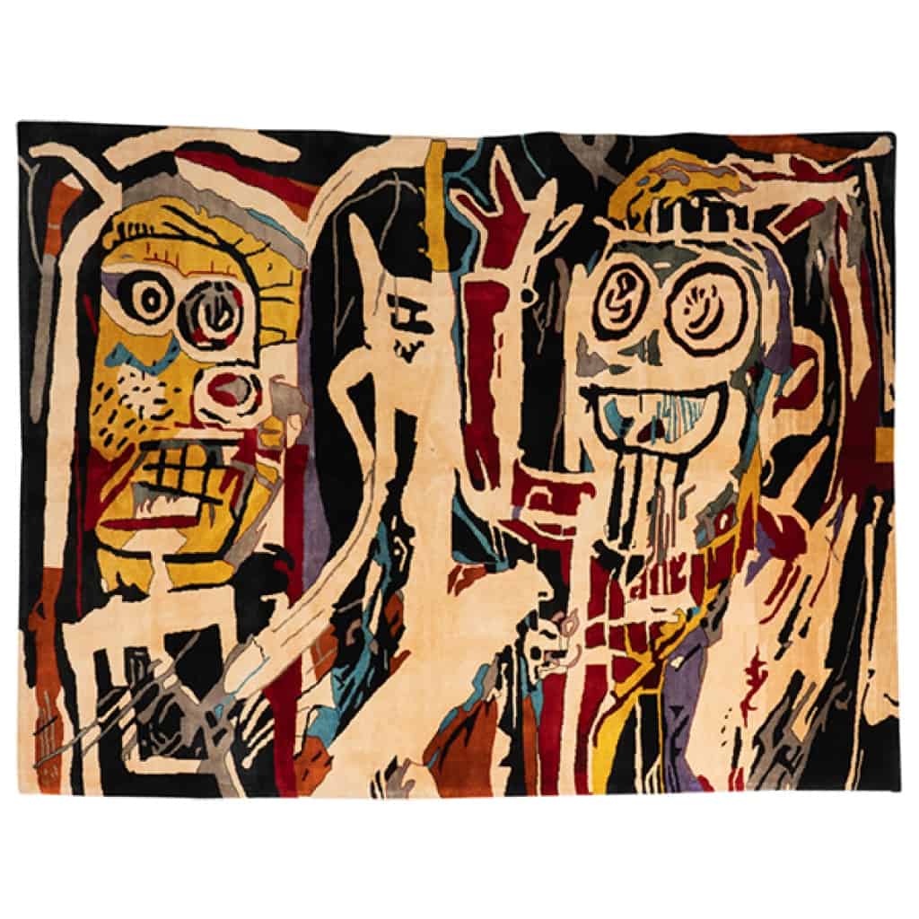 D’après Jean-Michel Basquiat, Tapis, ou tapisserie, « Têtes de poule ». Travail contemporain 3