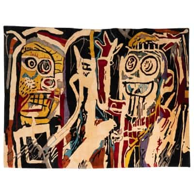 According to Jean-Michel Basquiat, Carpet, or tapestry, “Hockheads”. Contemporary work